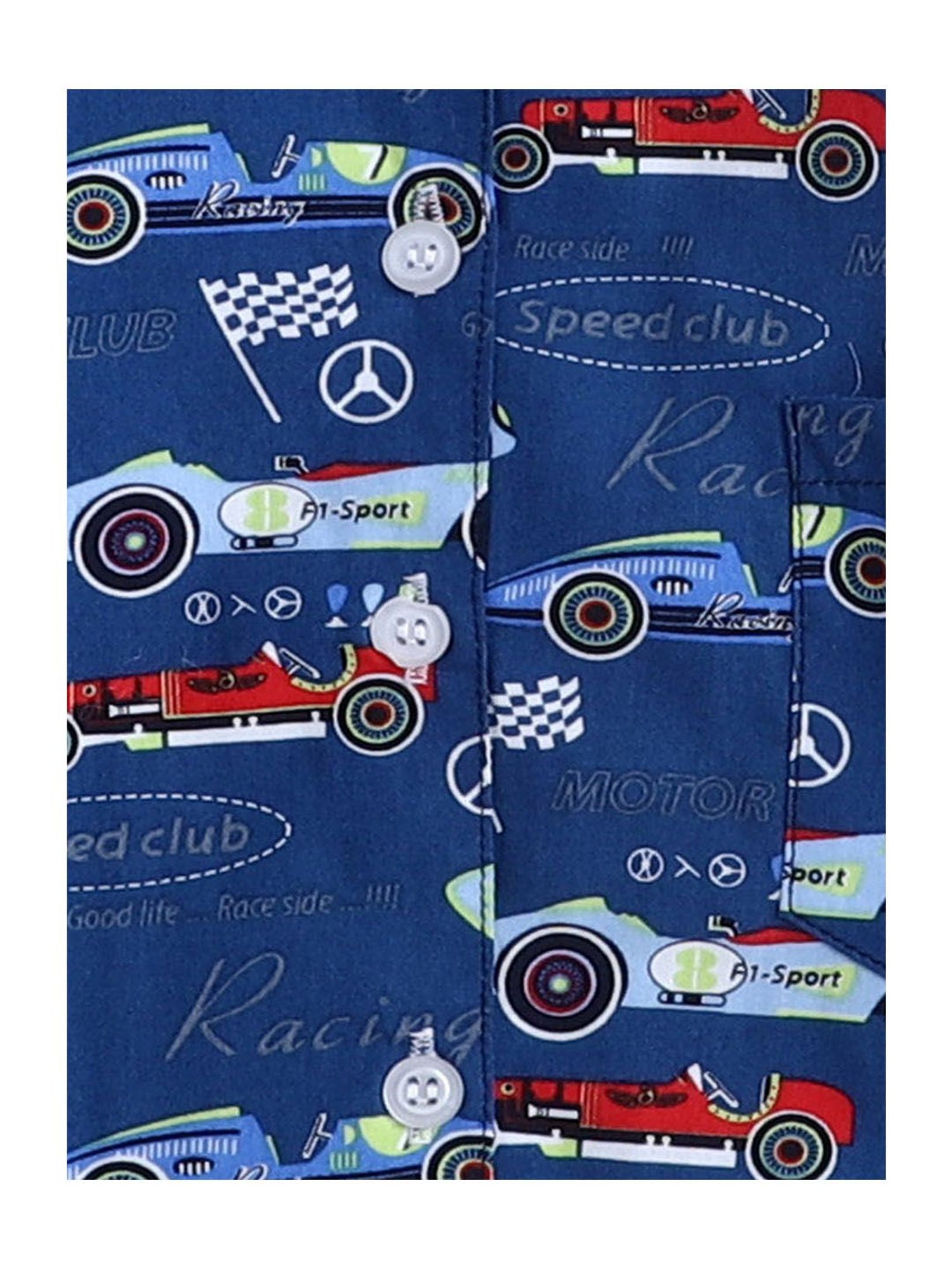 The Magic Wand Boys Blue Printed Shirt with Shorts