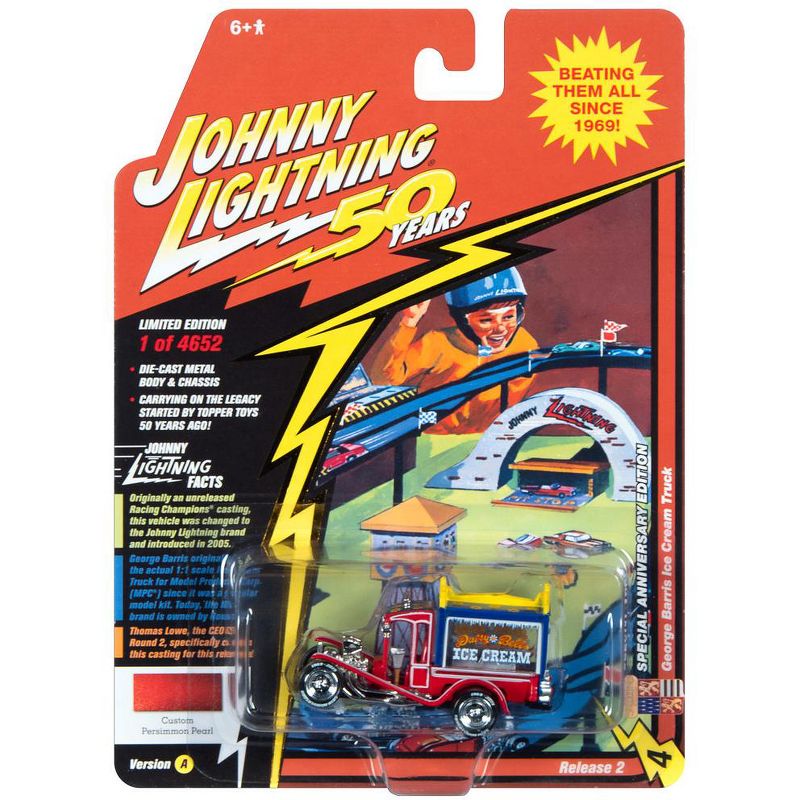 George Barris Ice Cream Truck "Daisy Bell" Custom Red Pearl Ltd Ed 4652 pcs 1/64 Diecast Car by Johnny Lightning