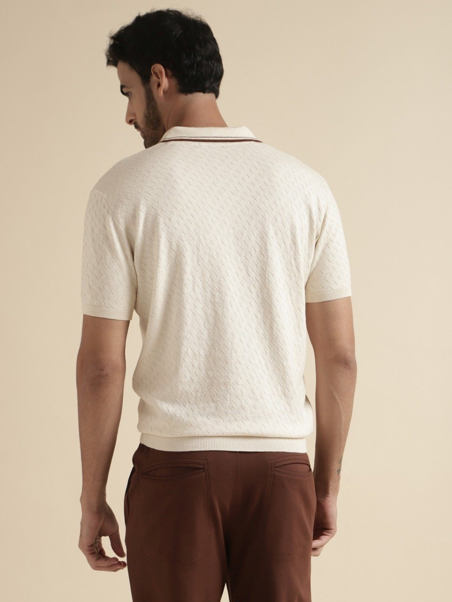 Andamen Off White Regular Fit Polo T-Shirt