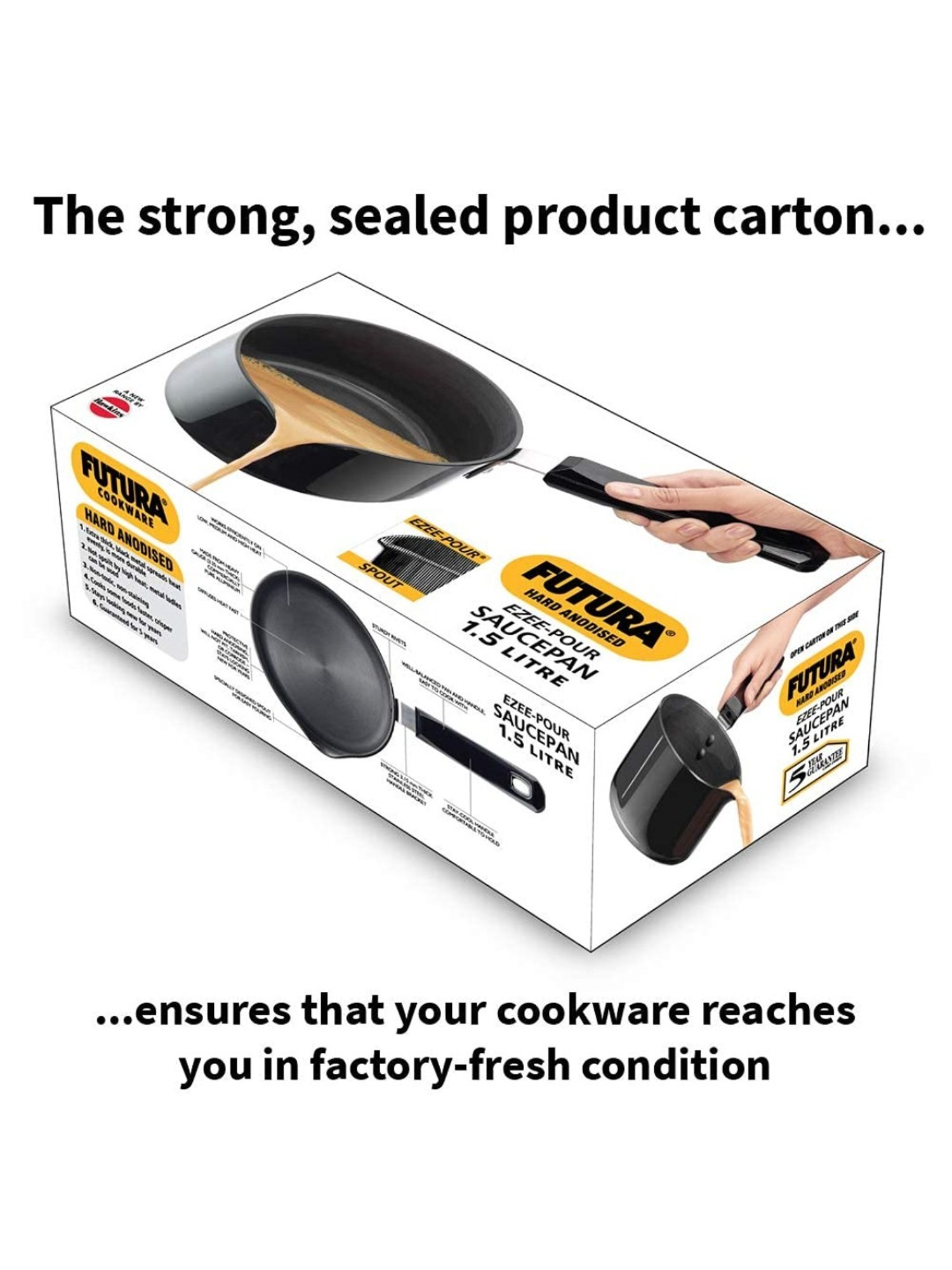 Hawkins Futura Black Aluminium Hard Anodised Saucepan 1.5 L