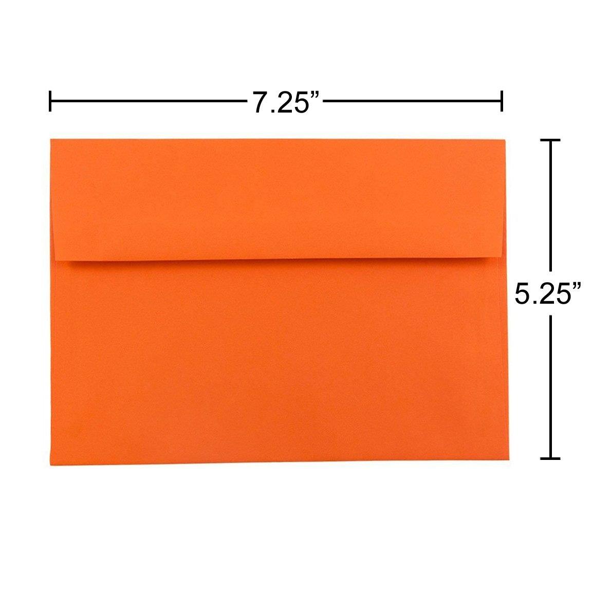 JAM PAPER A7 Colored Invitation Envelopes - 5 1/4 x 7 1/4 - Orange Recycled - 50/Pack