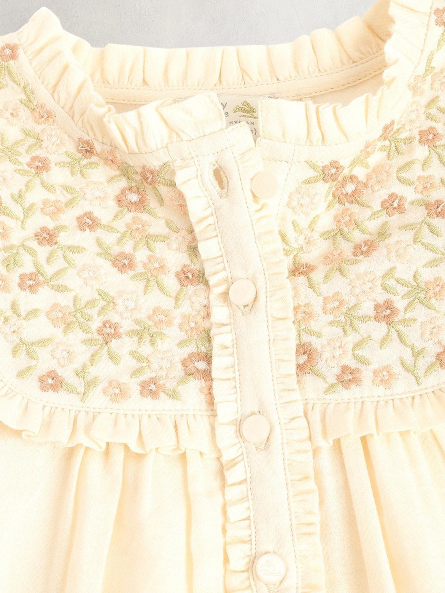 Cherry Crumble By Nitt Hyman Kids Beige Cotton Embroidered Top