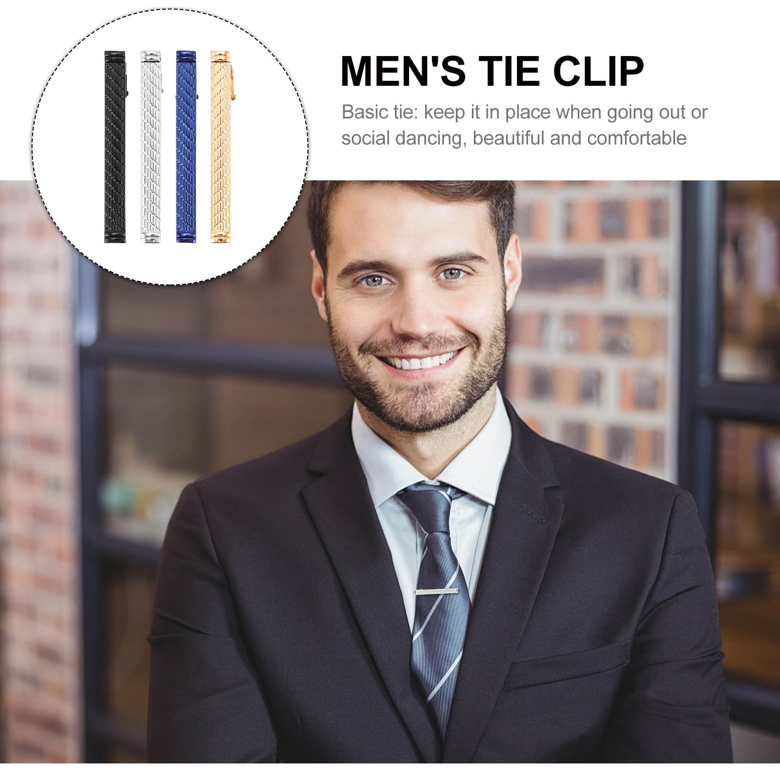 4Pcs Men Tie Bars Necktie Clamps Tie Clips Delicate Necktie Clasps for Men Working Office
