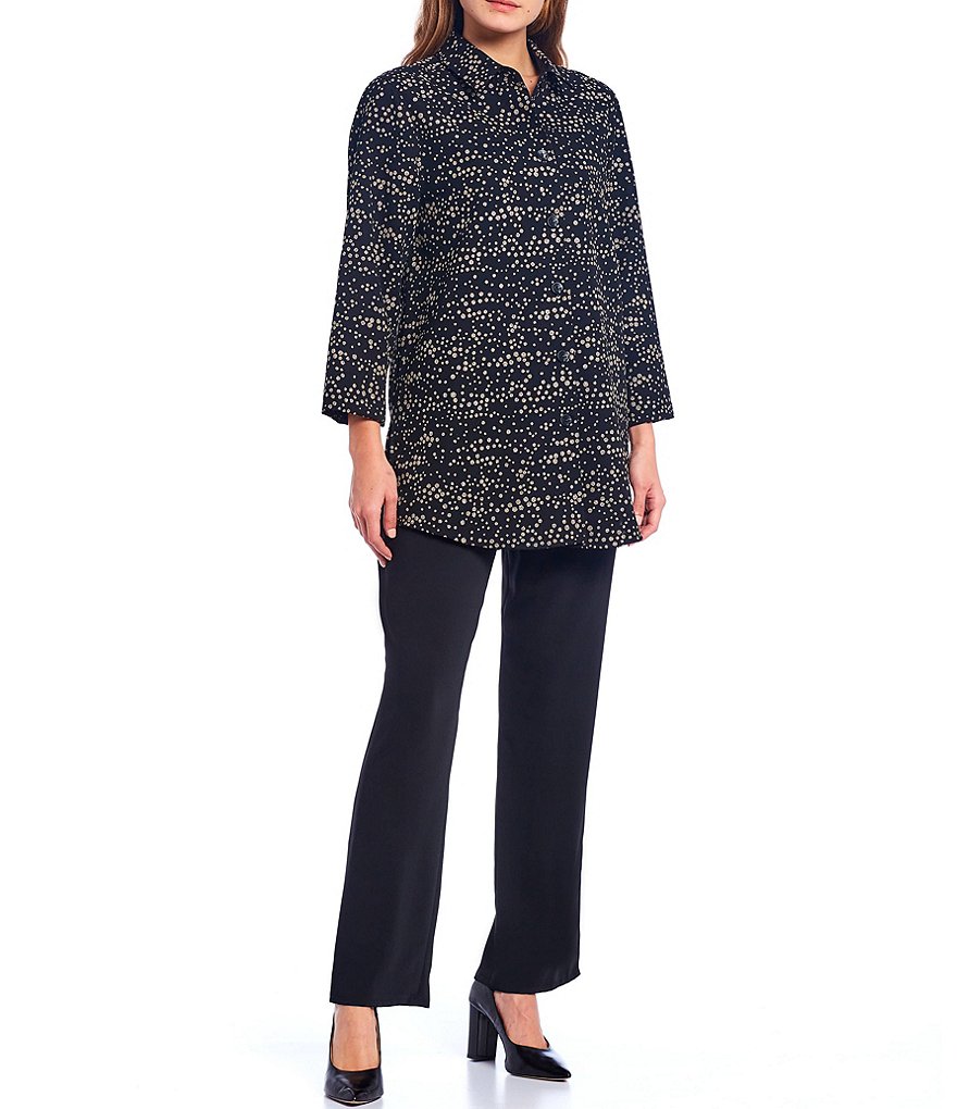 Caroline Rose Gold Dotted Crepe 3/4 Sleeve Boyfriend Shirt