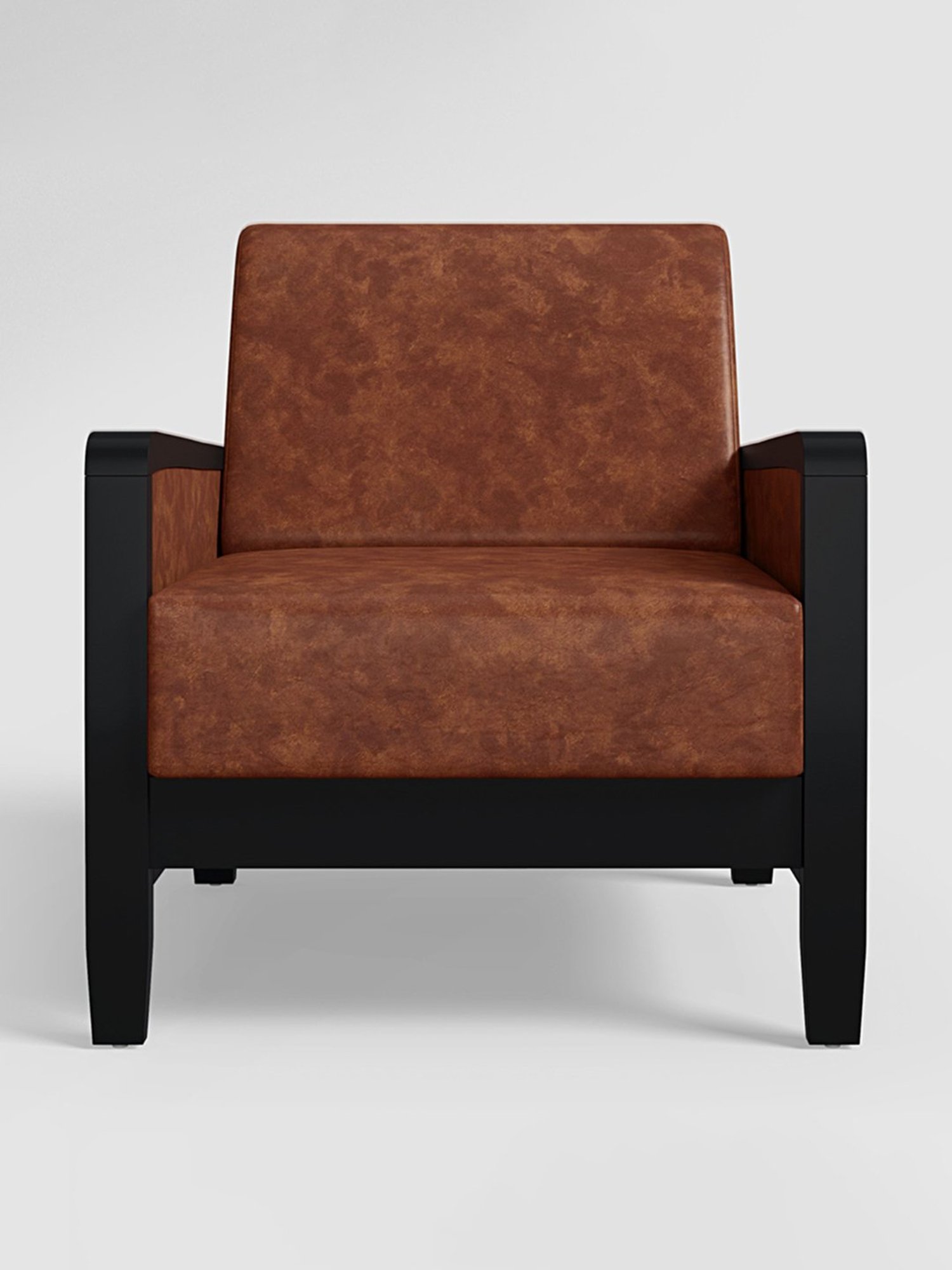 Godrej Interio Encardo Tan Wood 1 Seater Sofa