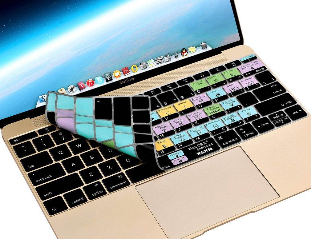 XSKN Mac OS X Shortcut Silicone Keyboard Skin Cover for MacBook 12 inch with Retina Display 2015 Version, US Layout