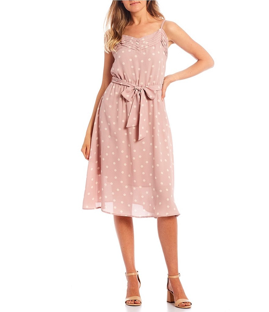 June & Hudson Printed Tie Waist Midi Dress