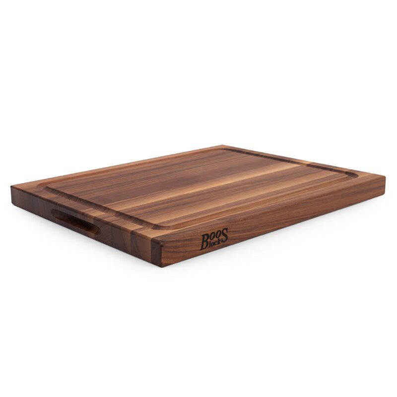 John Boos Reversible 21 Inch Wide 1.5 Inch Thick Au Jus Carving Cutting Board with Deep Juice Groove, 17 x 21 x 1.5 Inches, Walnut