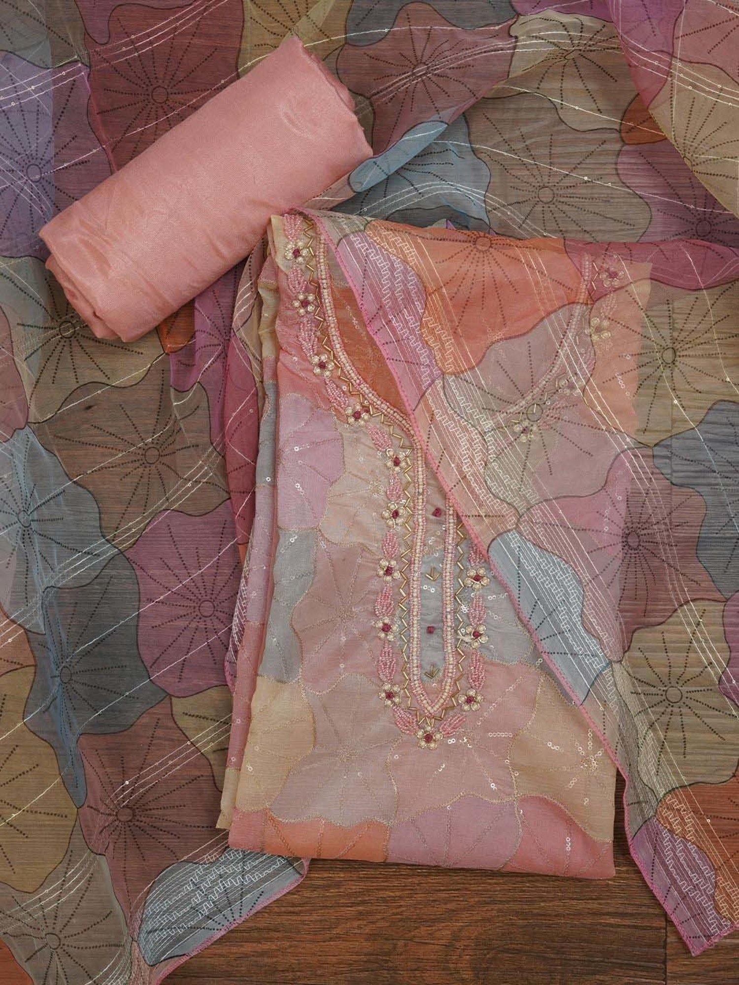 Jaipur Kurti Multicolored Embroidered Unstitched Dress Material