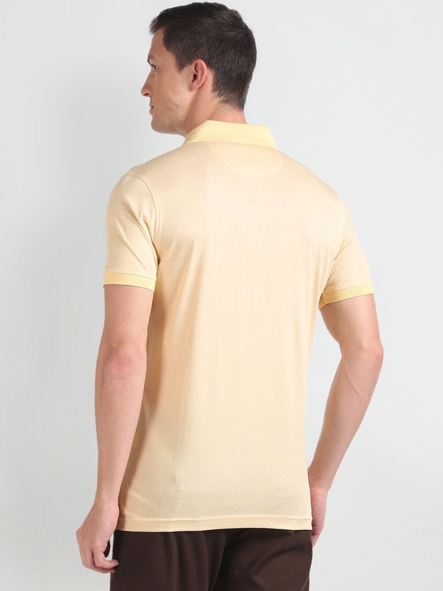 Arrow Yellow Cotton Regular Fit Polo T-Shirt