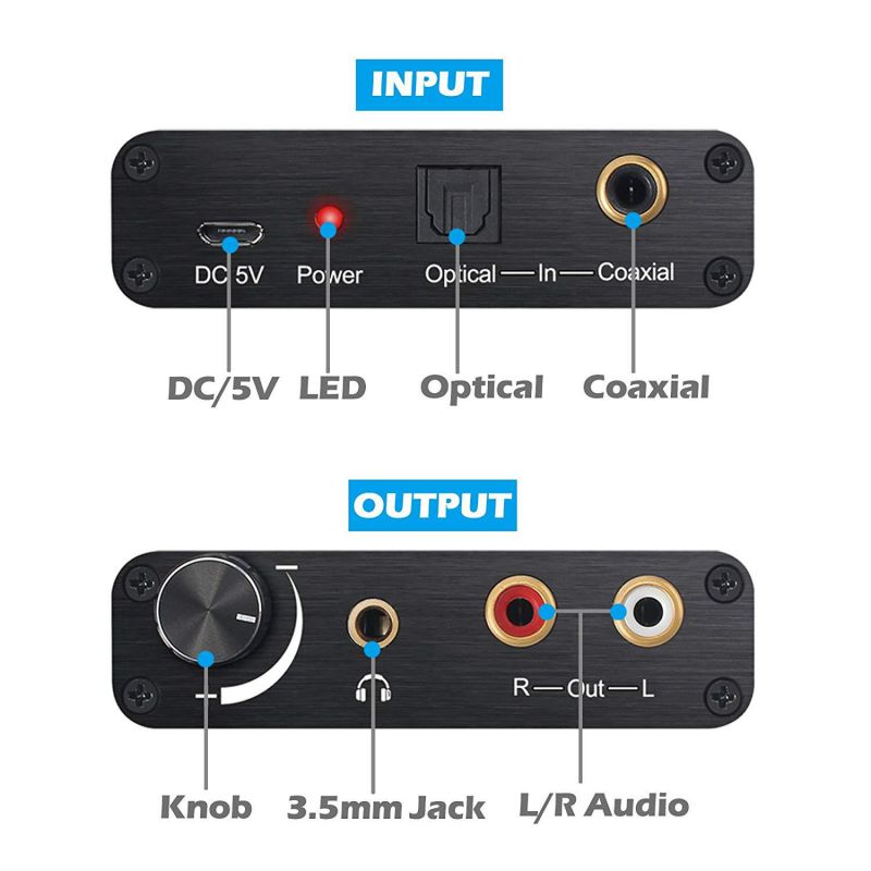 192kHz DAC Converter ESYNIC Digital to Analog Converter Volume Control Digital Optical Coaxial Toslink to Analog Stereo L/R RCA 3.5mm Audio Adapter for Xbox DVD Blu-ray PS3 PS4 AV Amps Cinema Systems