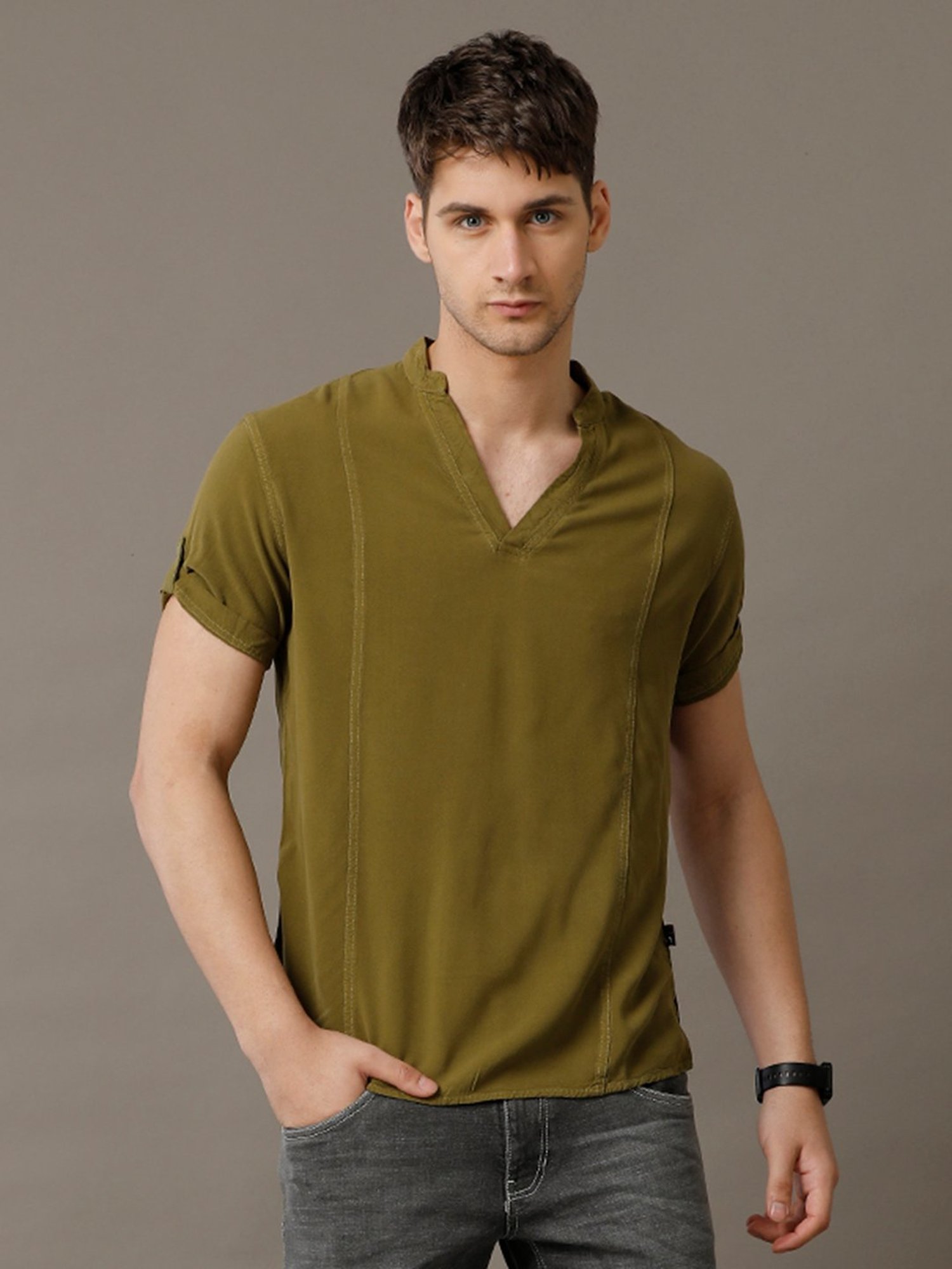 Identiti Green Slim Fit Shirt