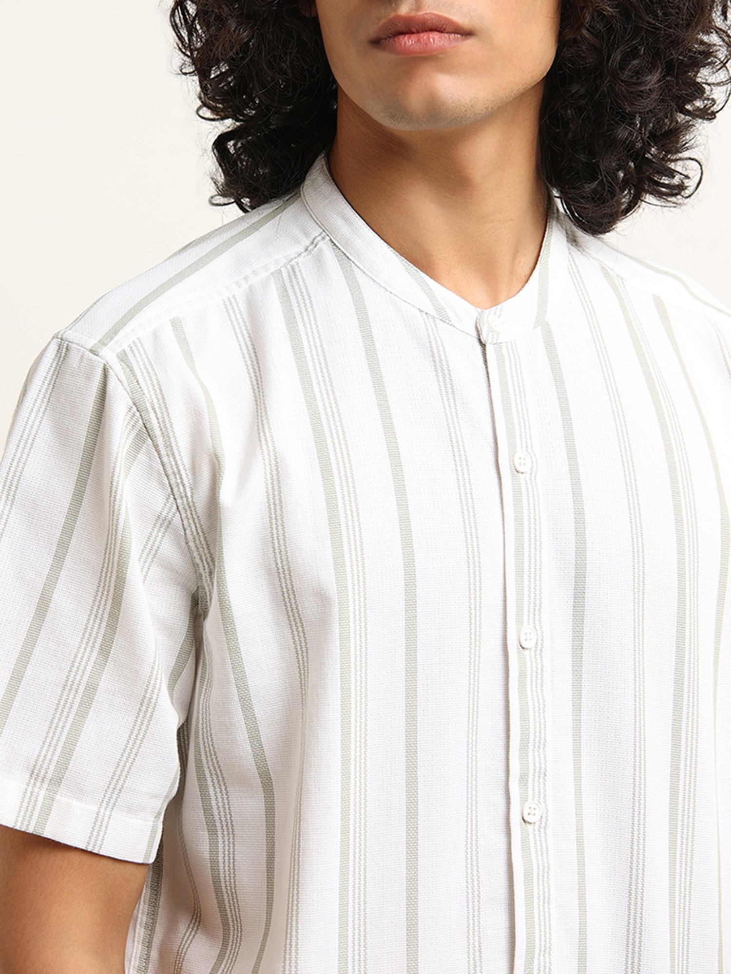 ETA by Westside Off-White Striped Resort Fit Shirt