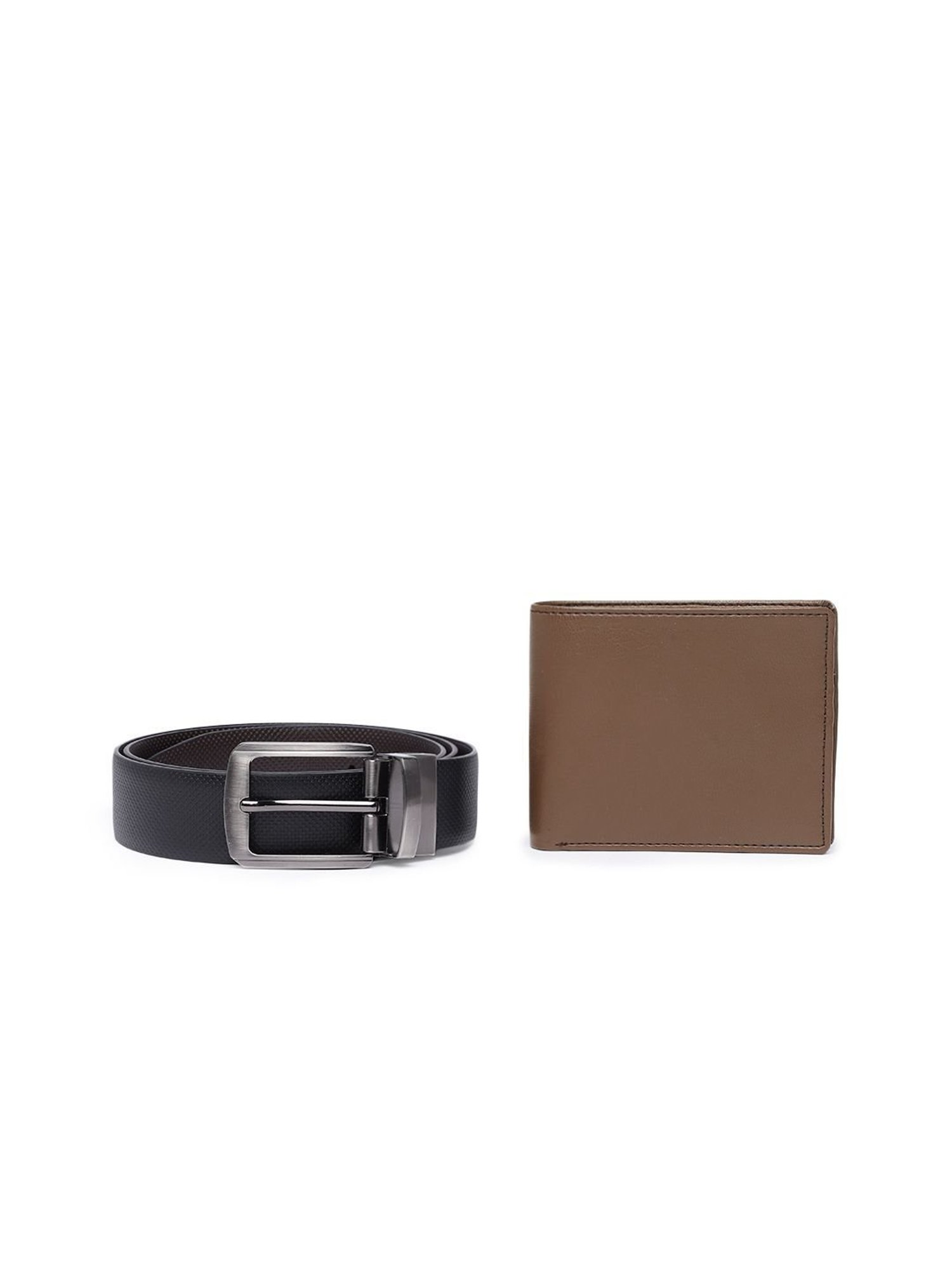 Crusset Black Formal Belt & Bi-Fold Wallet Combo Set for Men
