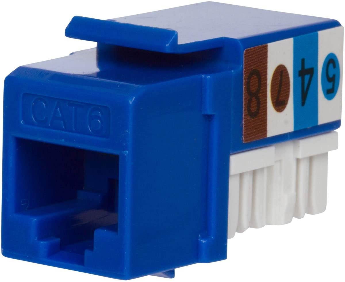 Buyer's Point Cat6 RJ45 90-Degree Keystone Jack, Punch Down Keystone Jack Adapter Blue (10 Pack)