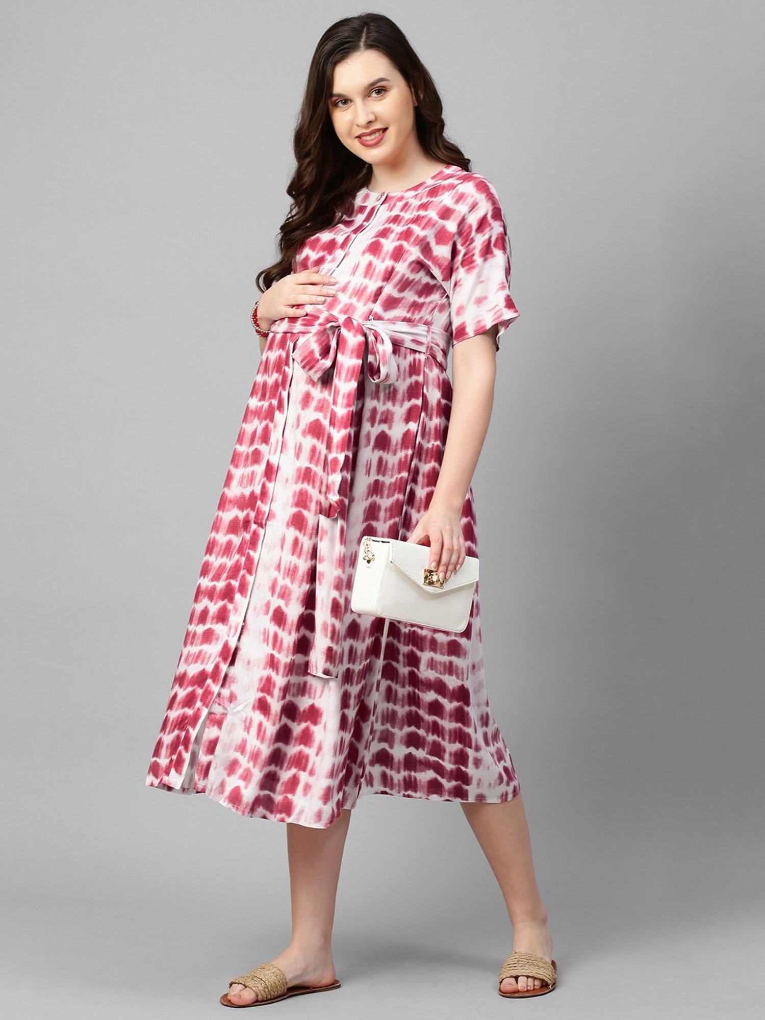 MomToBe Pink & White Maternity Dress