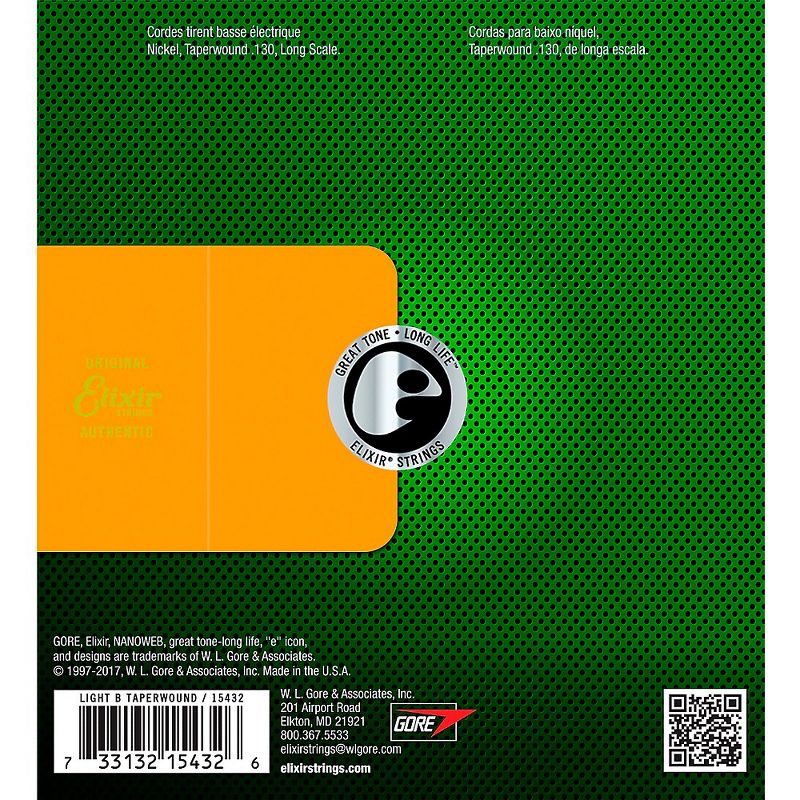 Elixir Nickel-Plated Steel 5th Bass String with NANOWEB Coating, Long Scale, Taperwound Light (.130)