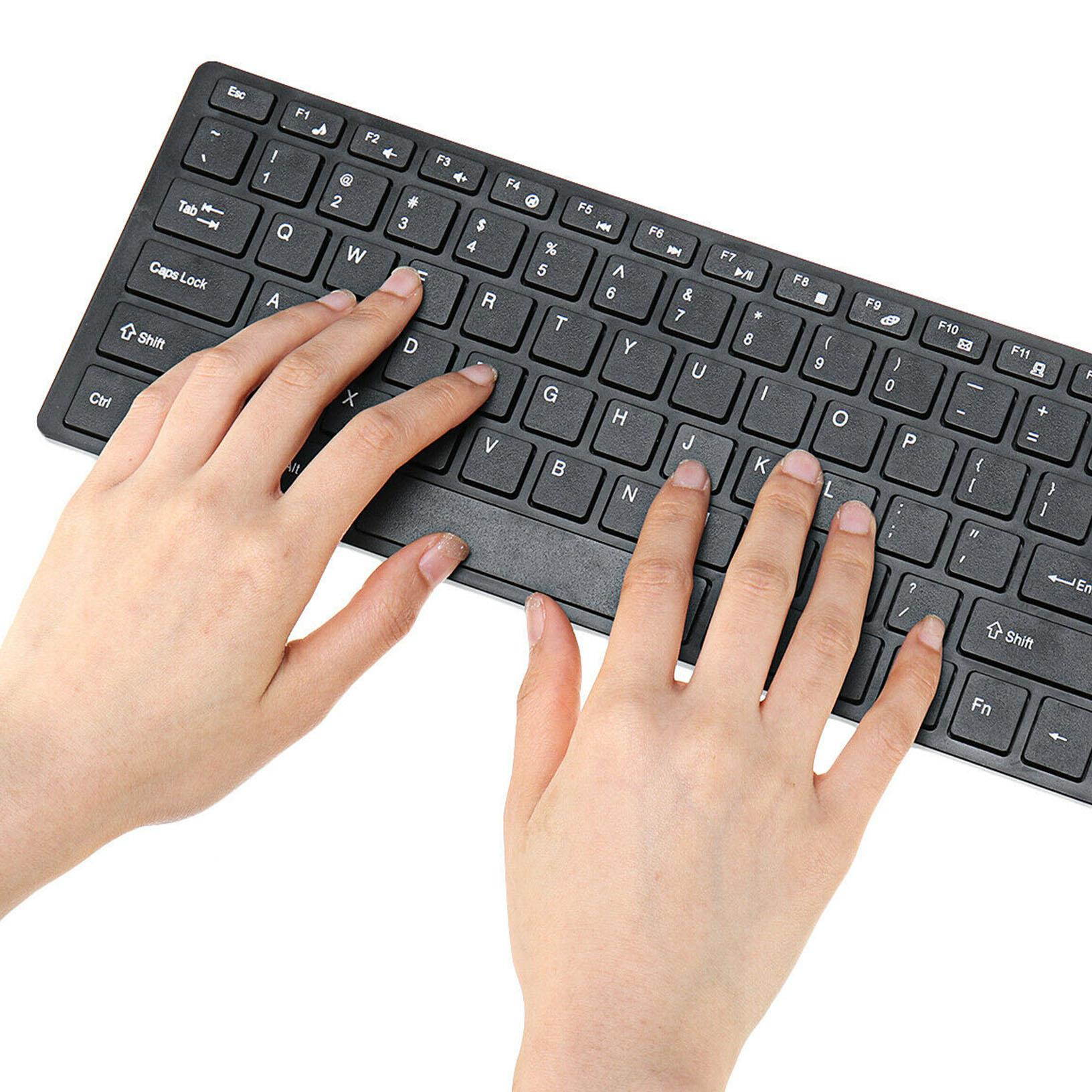 Slim 2.4GHz Wireless Keyboard and Mouse Set Full-Size USB PC Laptop Computer