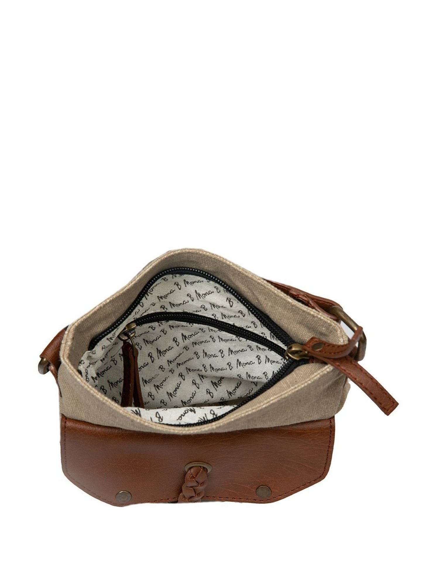 Mona B Brown Solid Small Sling Handbag