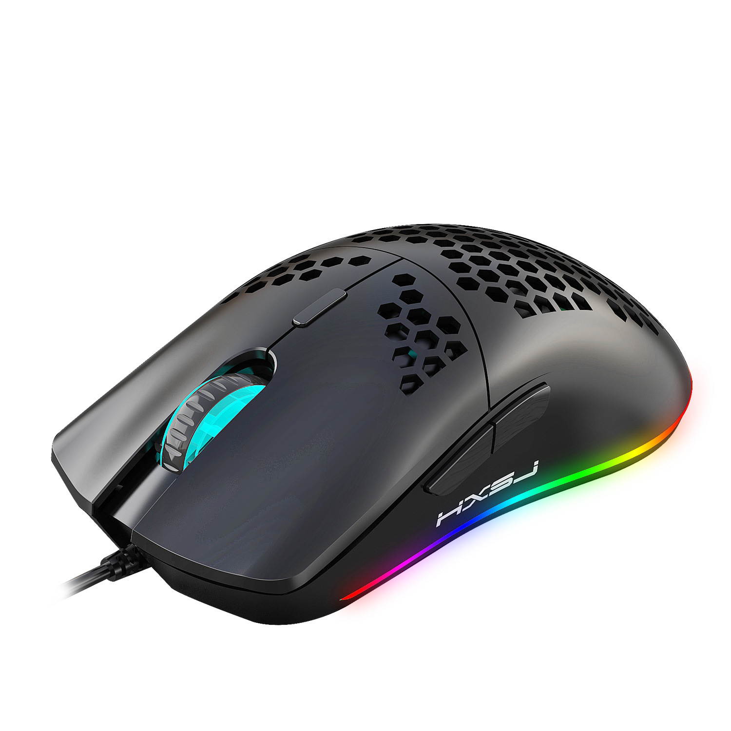 RGB Gaming Mouse with Honeycomb Shell, Ultraweave Cable, 6400 DPI Optical Programmable Wired Mouse