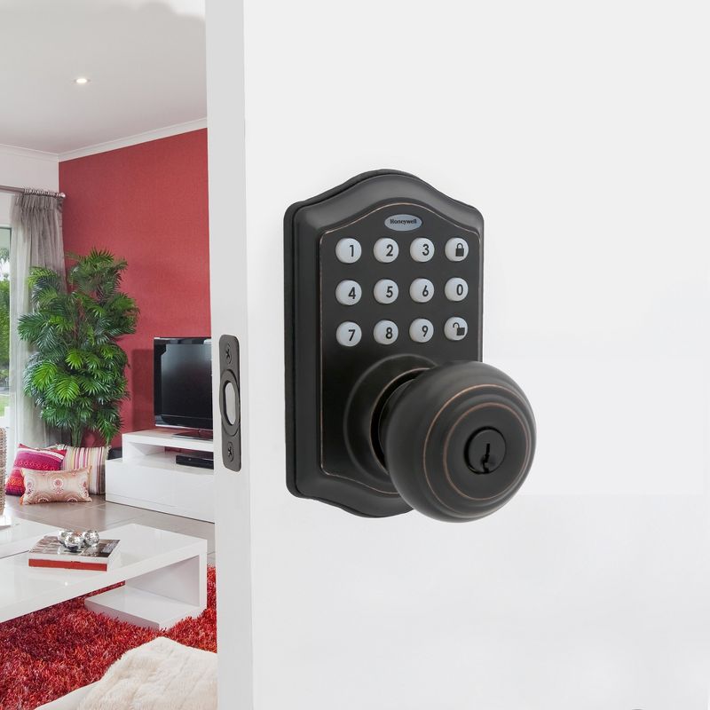 Honeywell Electronic Entry Knob Door Lock- Polished Brass