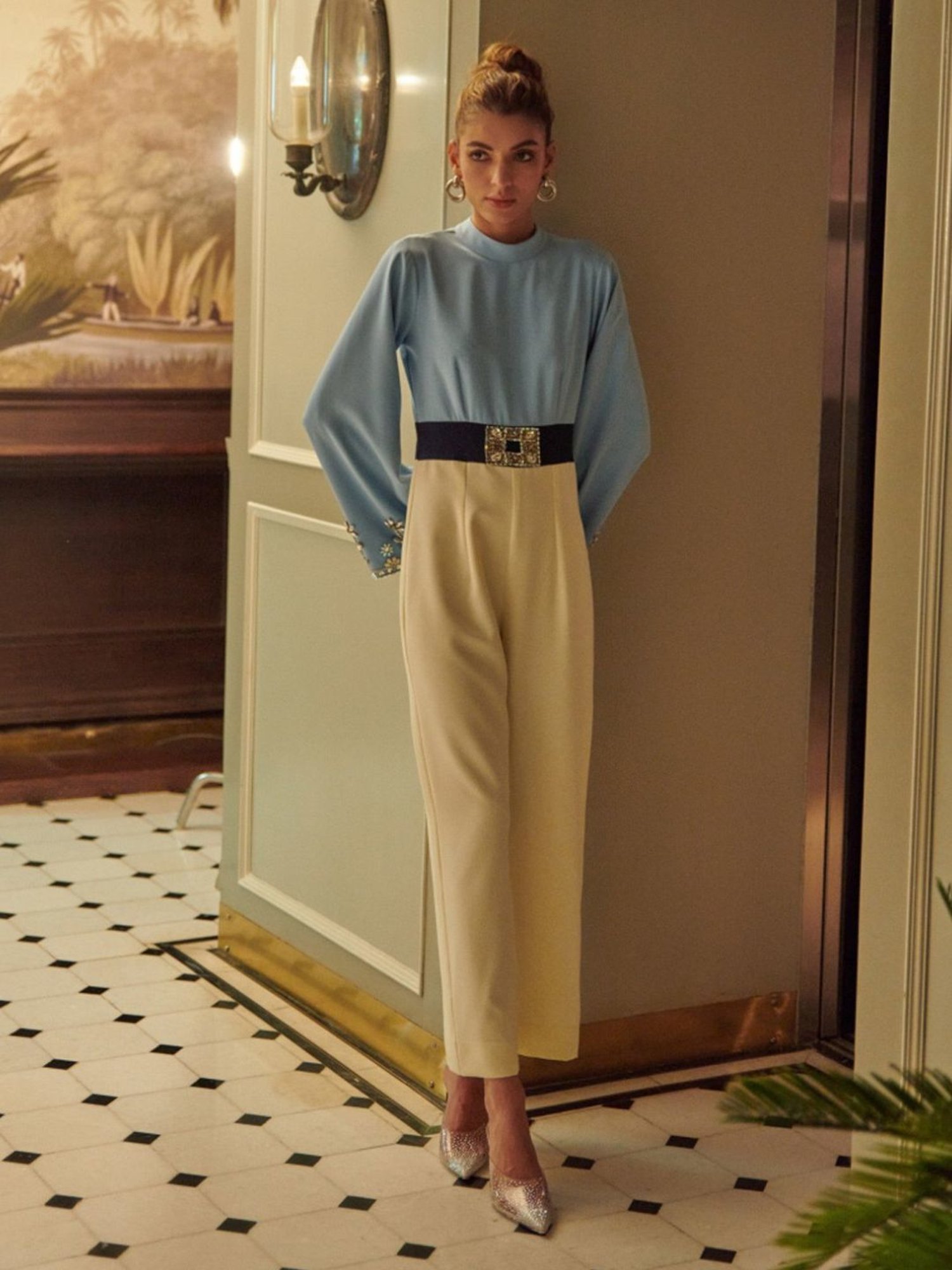 Cin Cin Blue & White Audace Party Edit Kristine Jumpsuit