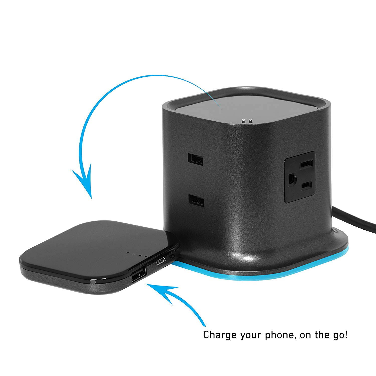 100 PERCENT Hybrid Tower Charging Station With AC Outlet And USB Charge For Laptops, Tablets, Smartphones, Take-out Portable Power Pack (Worry-Free 12-Month Warranty Included)