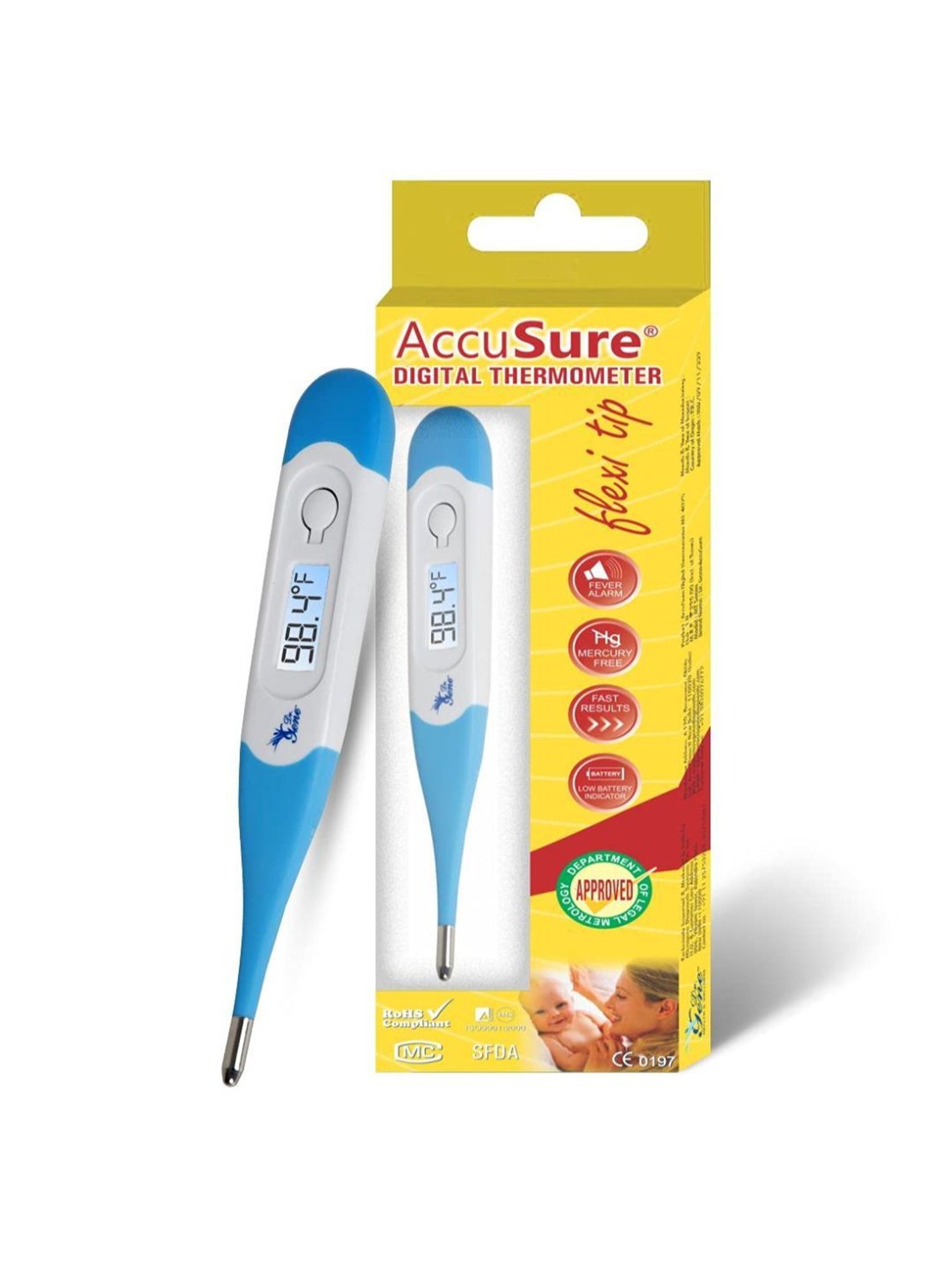 AccuSure MT402S Mercury-Free Highly Accurate Digital Thermometer with Storage Case