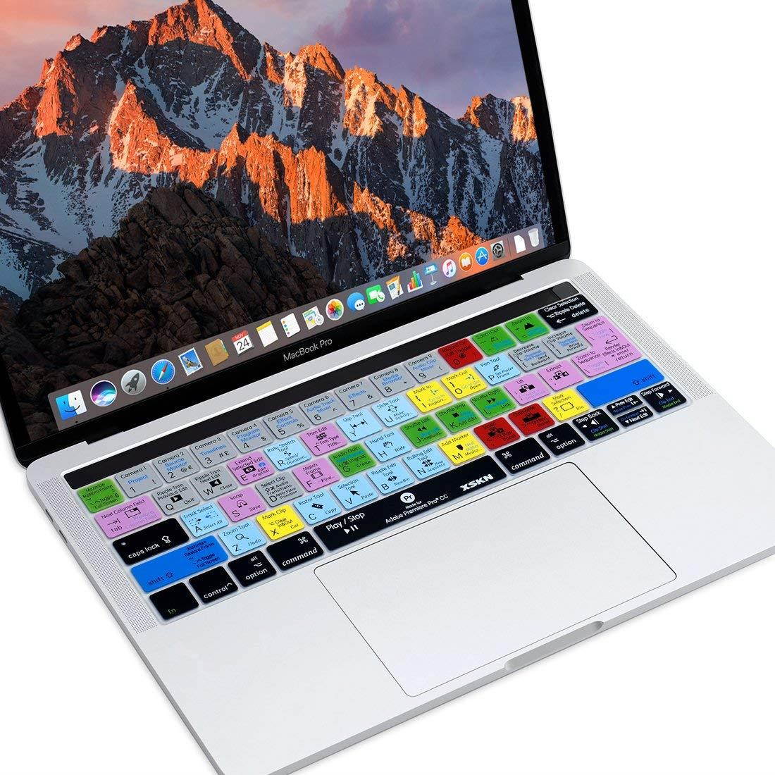 XSKN 2016 New Shortcut Design Series Keyboard Skin Cover for Touch Bar Models MacBook Pro 13 (A1706) & MacBook Pro 15 (A1707), US EU Universal Version (Premiere)