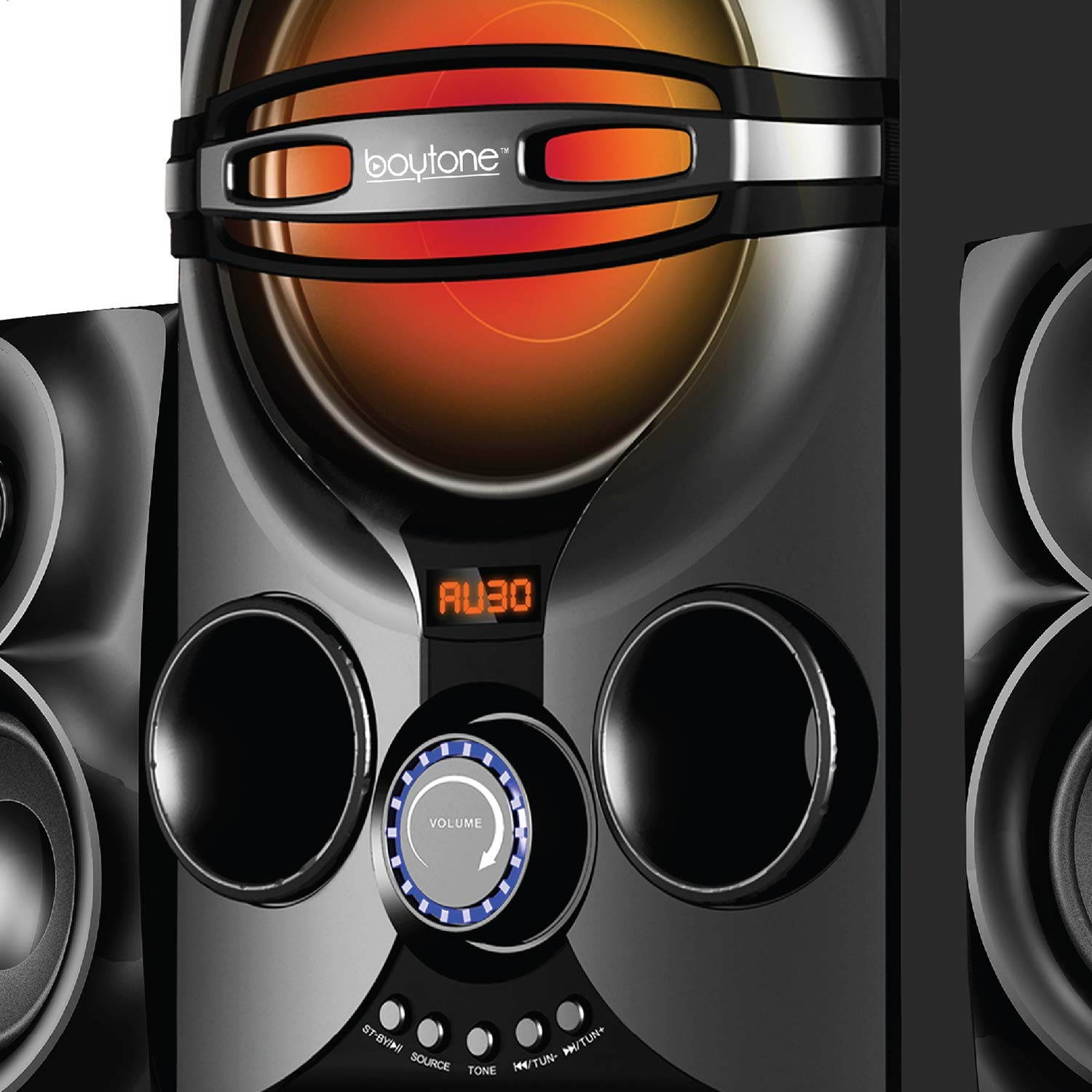 Boytone BT-424FN, 2.1 Multimedia Bluetooth Speaker System Powerful Shelf Stereo Wired Systems, FM, SD Slot, USB Port, MP3 Format, 40 Watts, Reactive LED Light, Remote Control, for Smartphone, Tablet