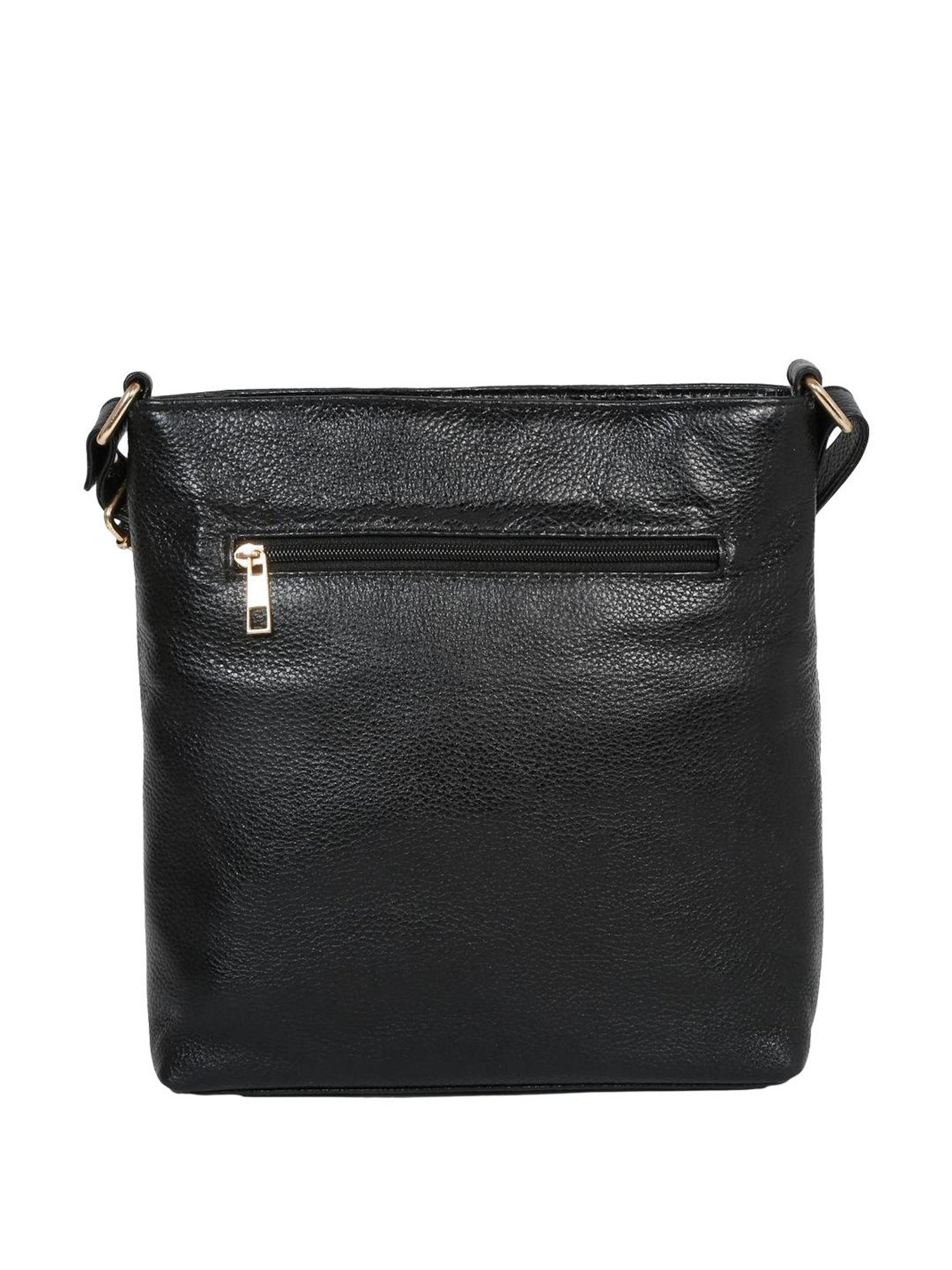 Teakwood Leathers Black Textured Sling Handbag