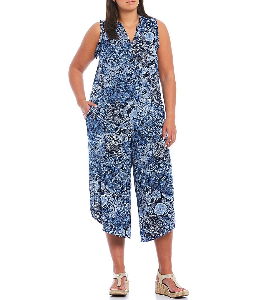 Bryn Walker Plus Size Pira Ponti Sleeveless Jewel Neck Oversized Tank