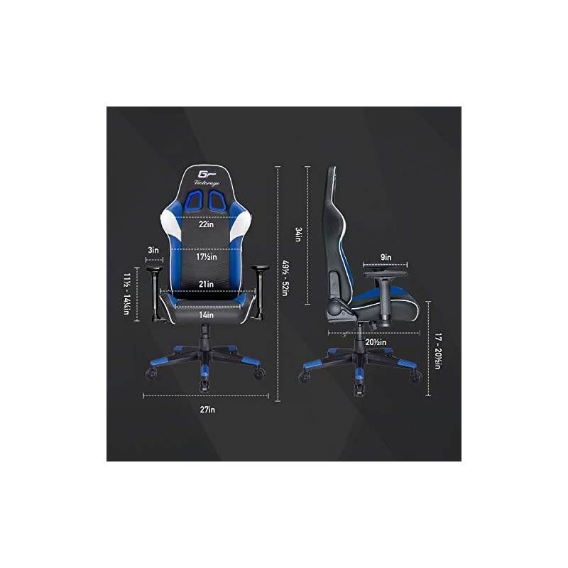 Gaming Chair GP Series- Professional & Textured- Gaming/Streaming - Long time Sitting- Inspired by Racing car- Ergonomic Design- Rocking Function (Blue)