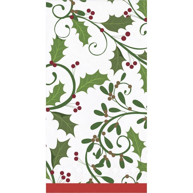 48ct Holiday Holly Guest Towels