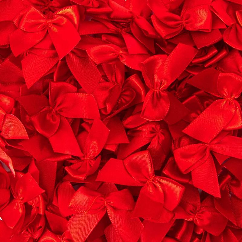 Bright Creations 200-Pack Mini Satin Ribbon Bow w/ Self-Adhesive Tape for Arts and Crafts, Sewing & Gift, Red 1.5"