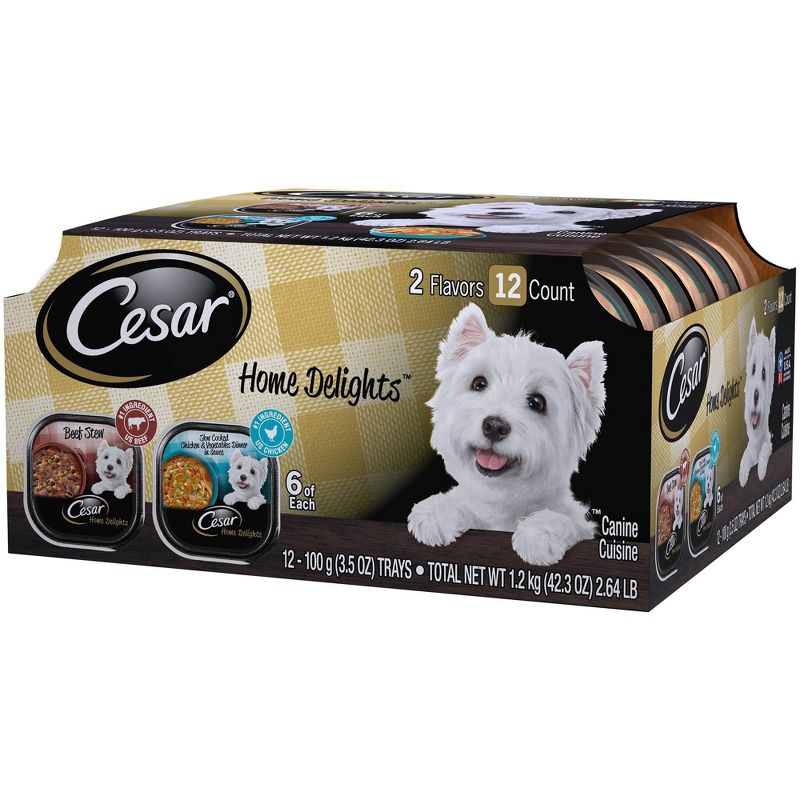 Cesar Home Delights Beef Stew & Chicken & Vegetables Dinner Wet Dog Food - 3.5oz/12ct Variety Pack