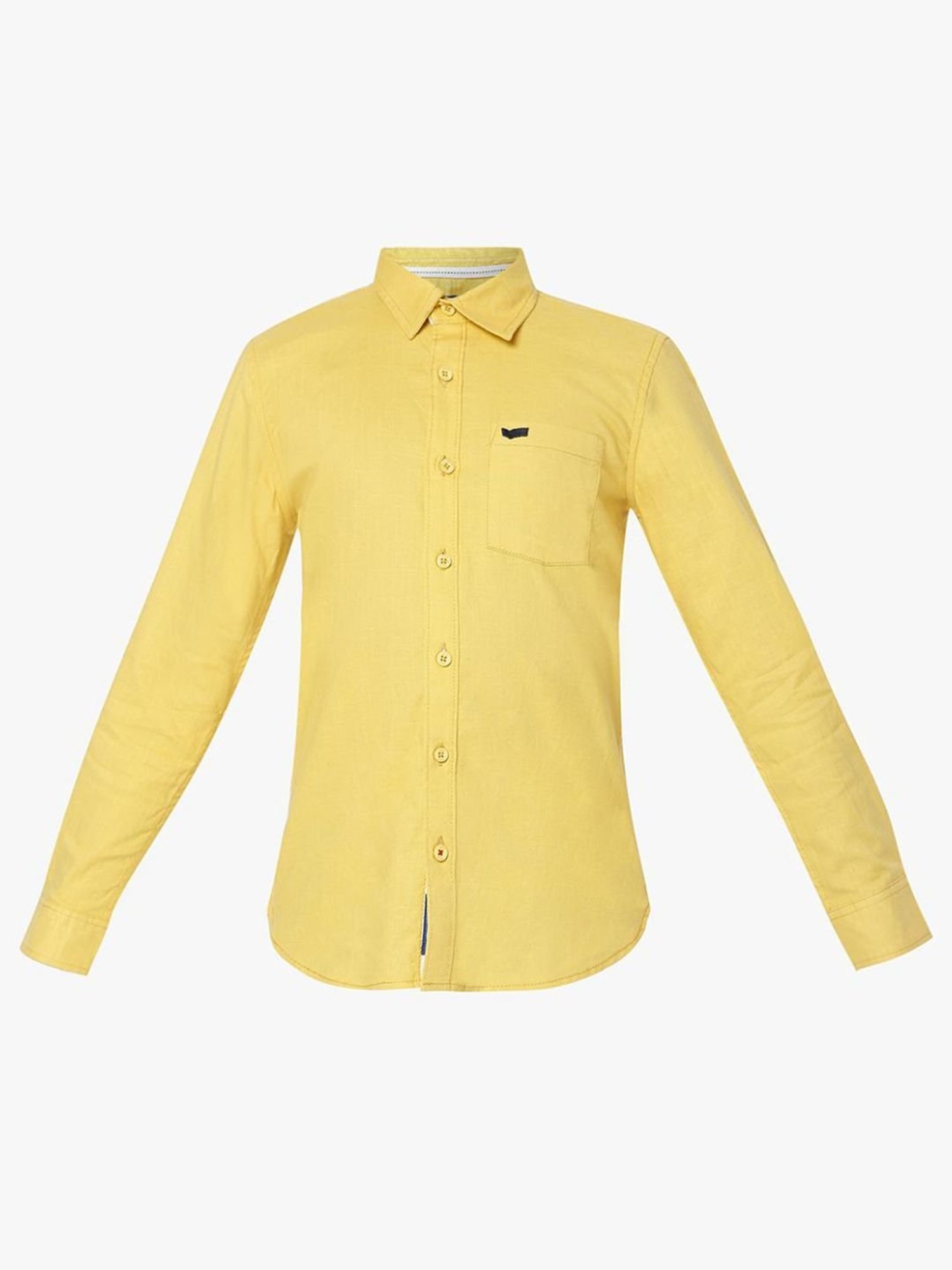 Gas Kids Mustard Yellow Cotton Slim Fit Full Sleeves Shirt