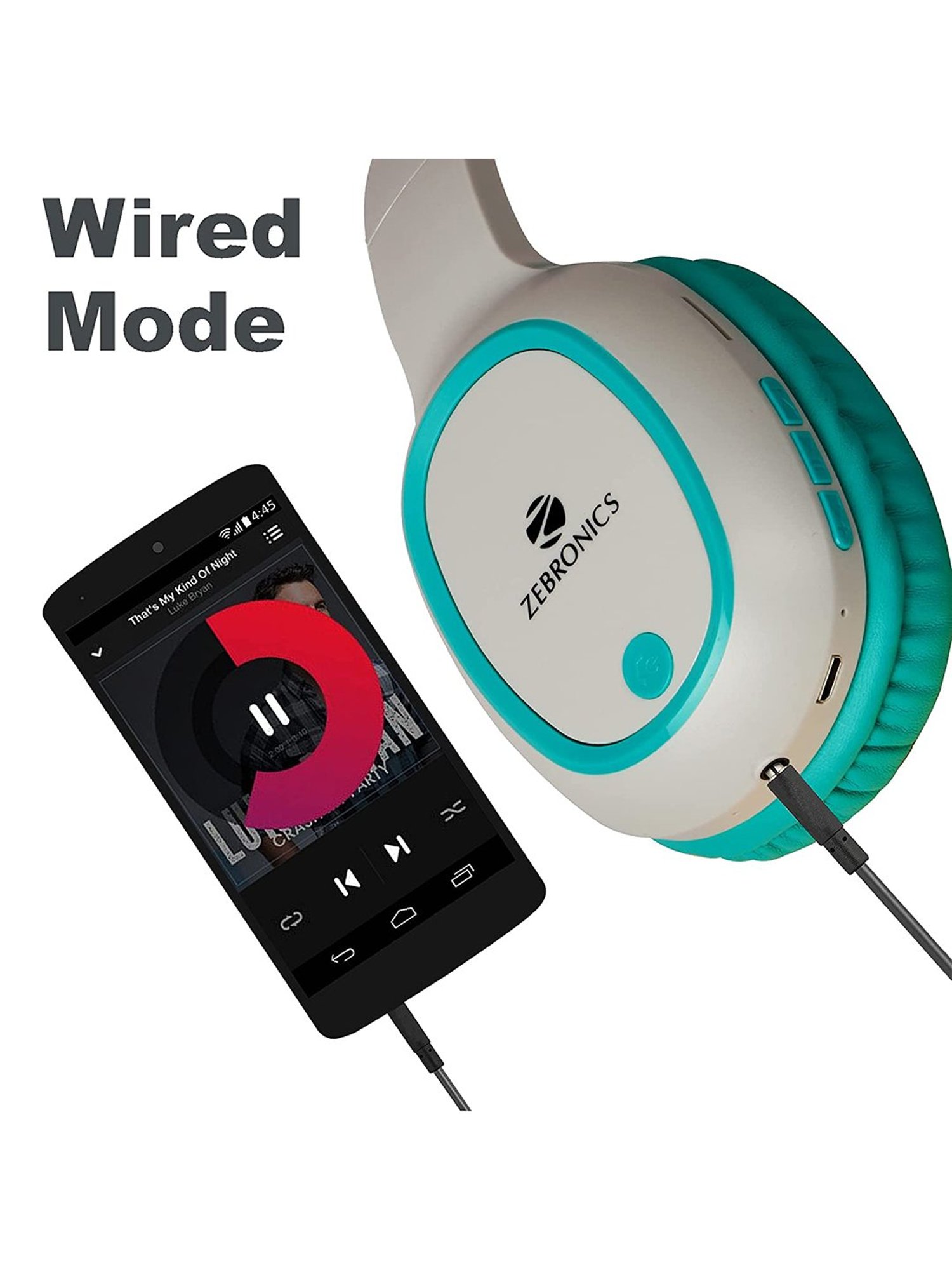 Zebronics Zeb-Thunder Over The Ear Bluetooth Headphone with Mic (Sea Green)