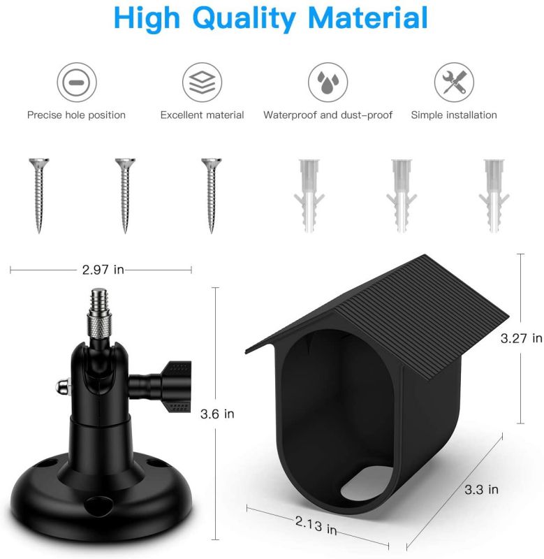 Koroao Wall Mount + Silicone Weatherproof Housing for Arlo Ultra,Arlo Pro 3 - Indoor/Outdoor Security Bracket More Stable and Flexible (1-Pack, Black)