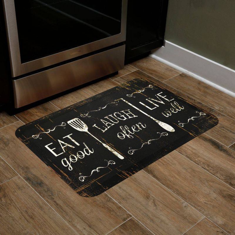 Home Dynamix 18" x 30" Eat Laugh Live Kitchen Mat Black/Brown