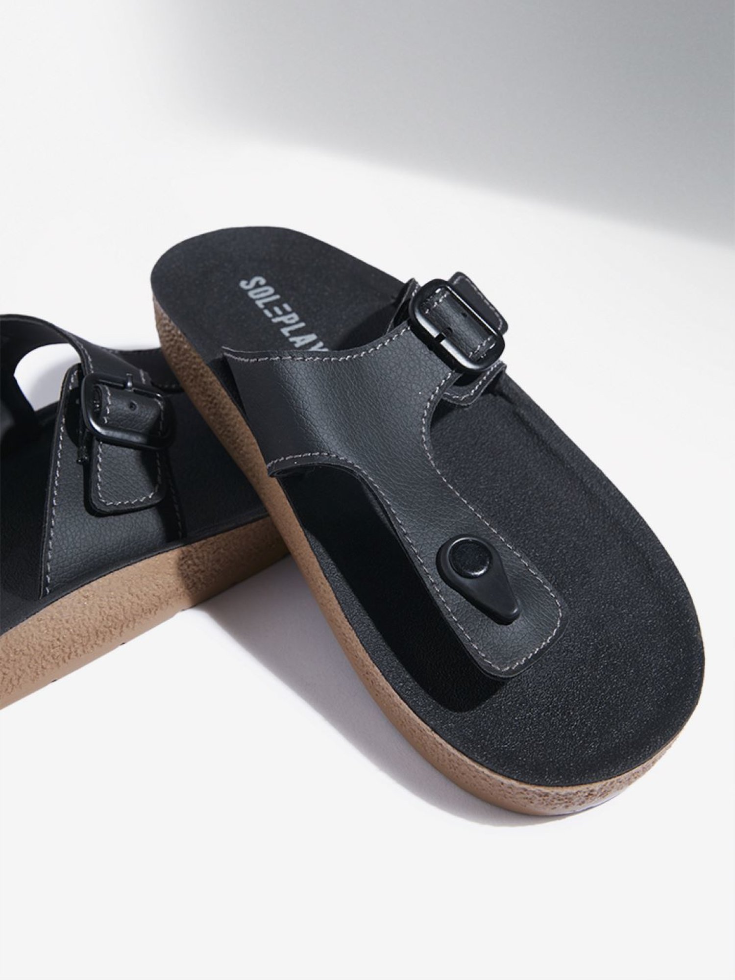 SOLEPLAY by Westside Black Thong-Strap Sandals