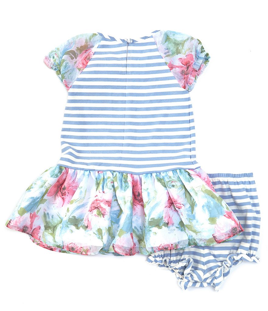 Pippa & Julie Baby Girls 12-24 Months Stripe/Floral Chiffon Dropwaist Dress