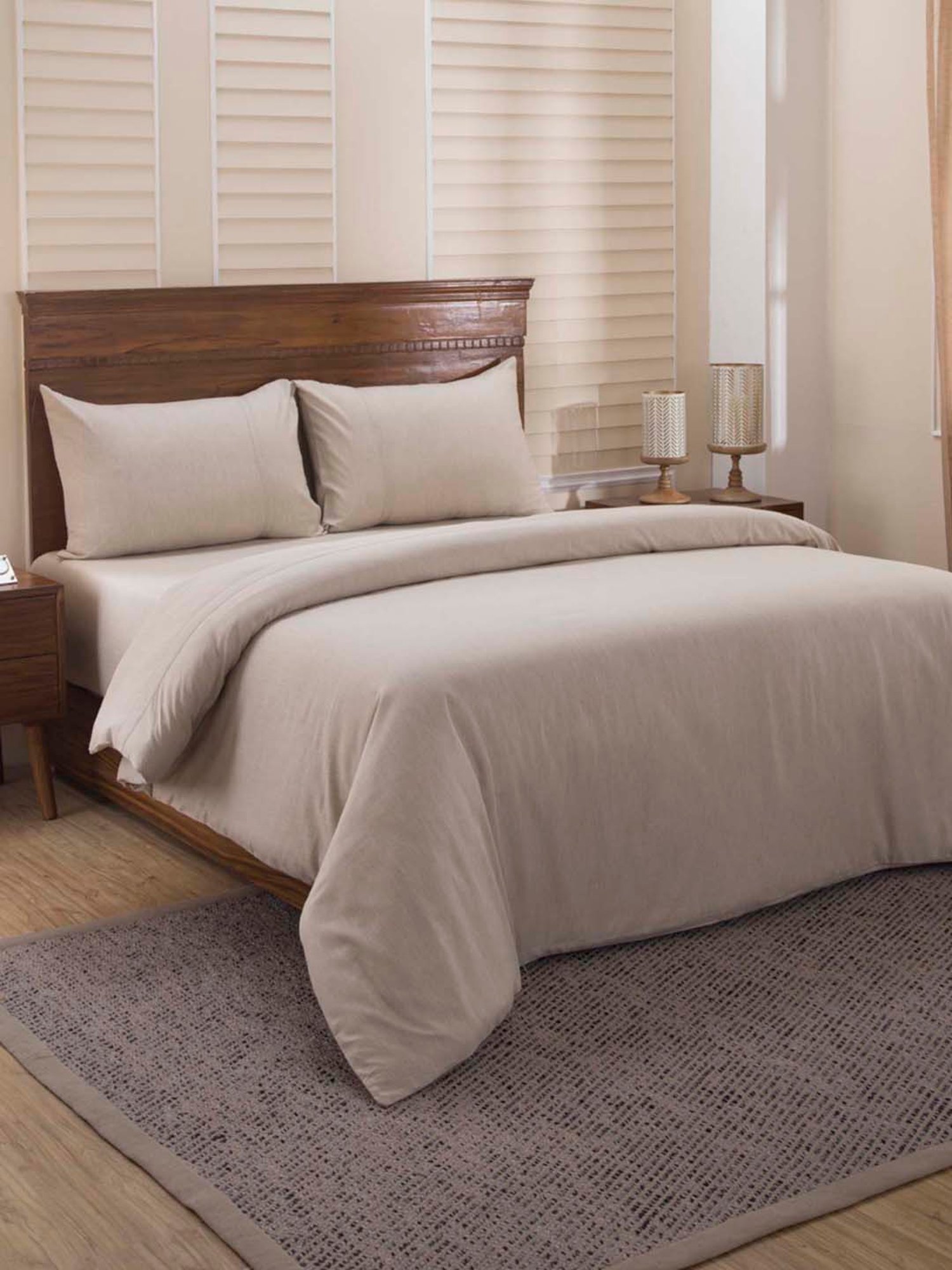 Maspar Beige Cotton 300 TC Duvet Cover Set