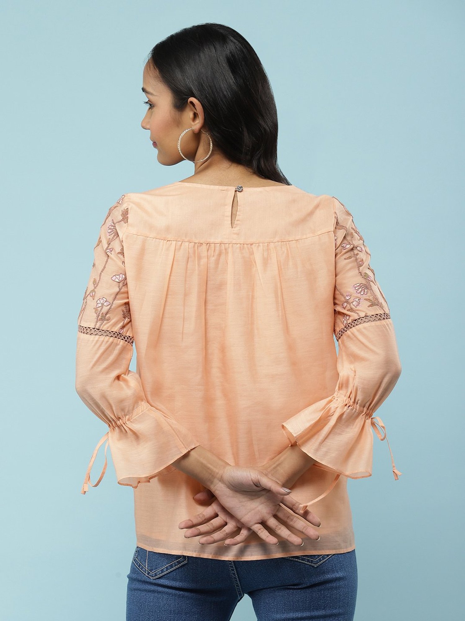 aarke Ritu Kumar Peach Embroidered Top