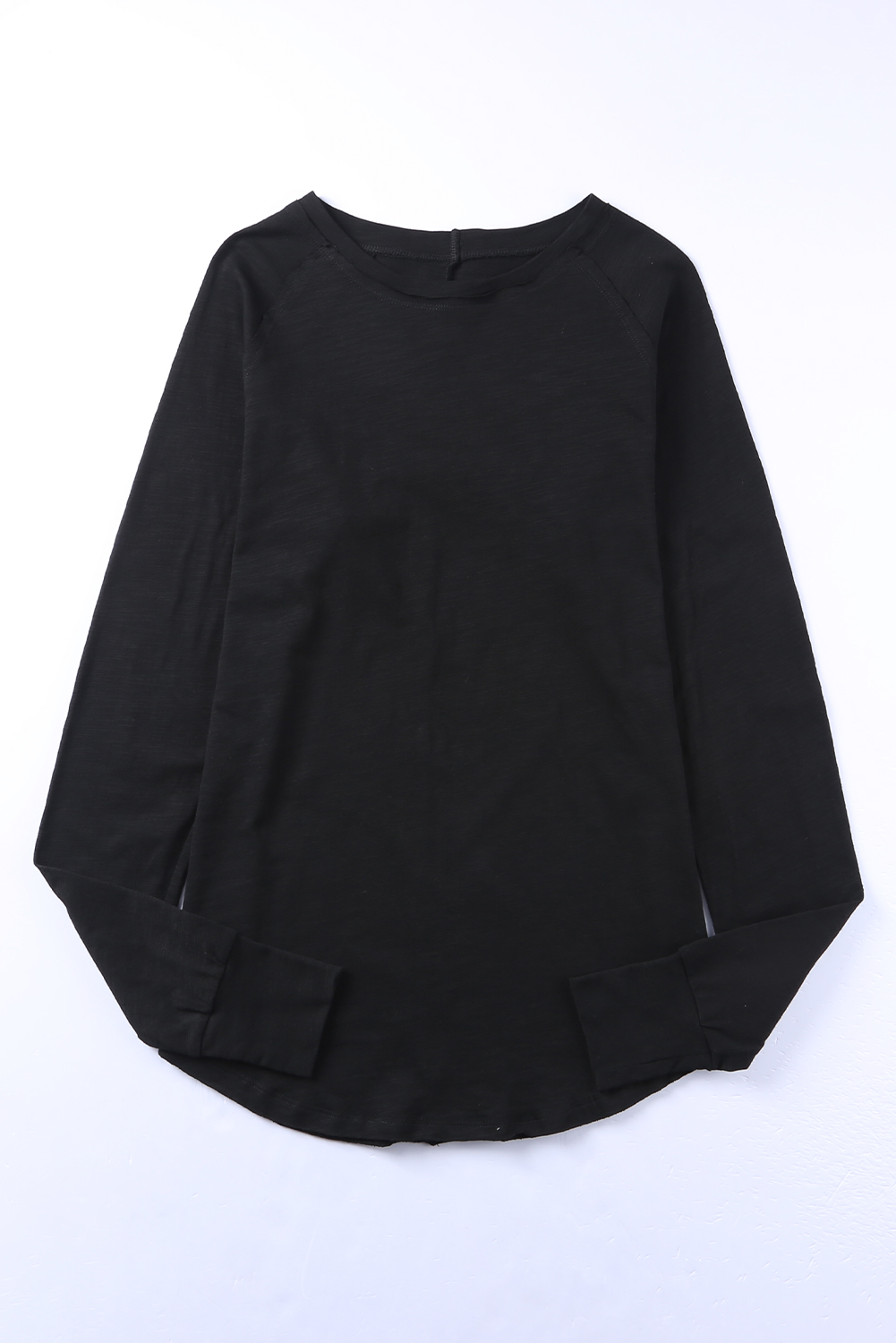 Blank Sweatshirt - Black Casual Thumbhole Long Sleeve Top Customized