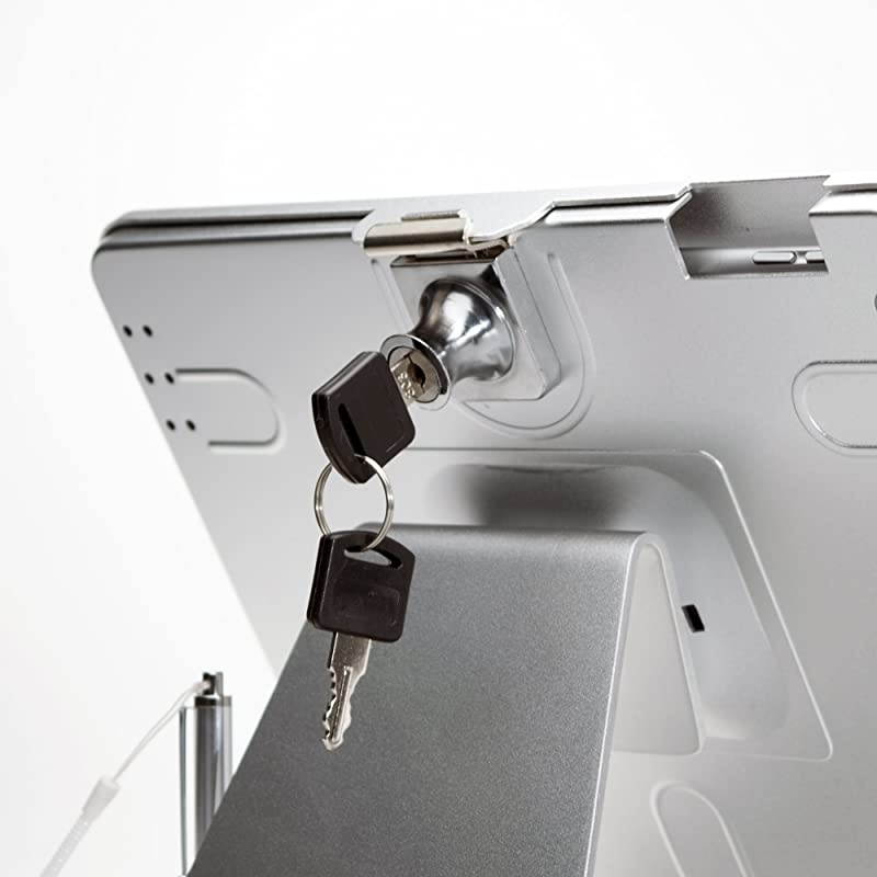 Desktop Anti-Theft iPad Stand for with iPad Air, iPad Pro 9.7, iPad Gen. 6 (2018), iPad Gen. 5 (2017), iPad (Gen. 2-4); Compatible with Headphone Jack Credit Card Readers, Silver