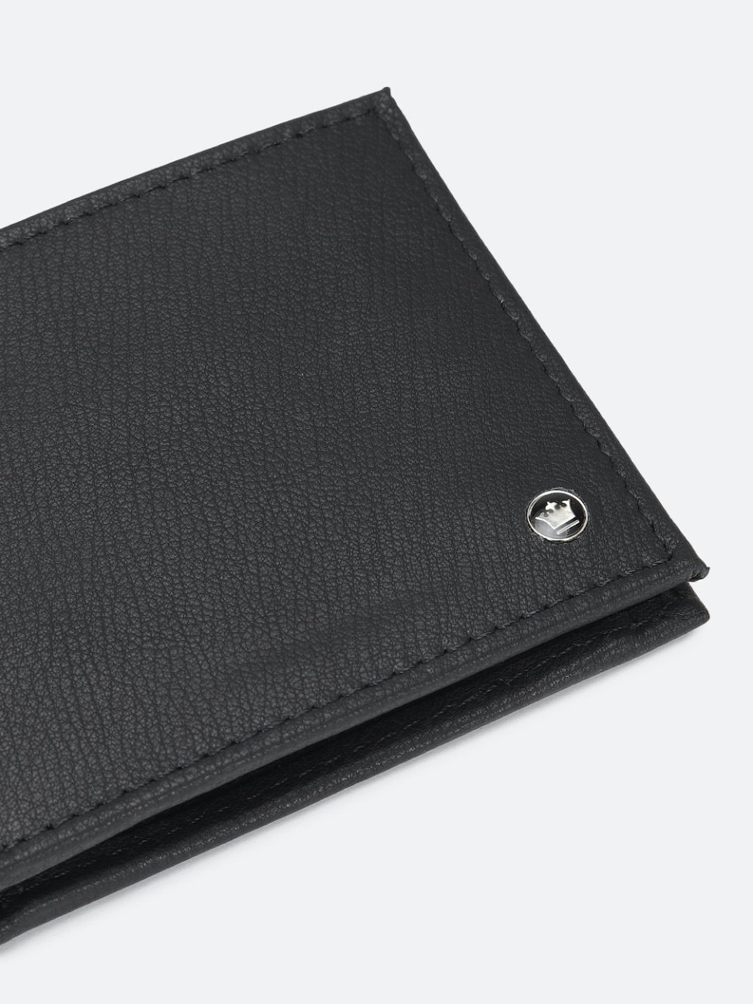 Louis Philippe Black Leather Textured Bi-Fold Wallet