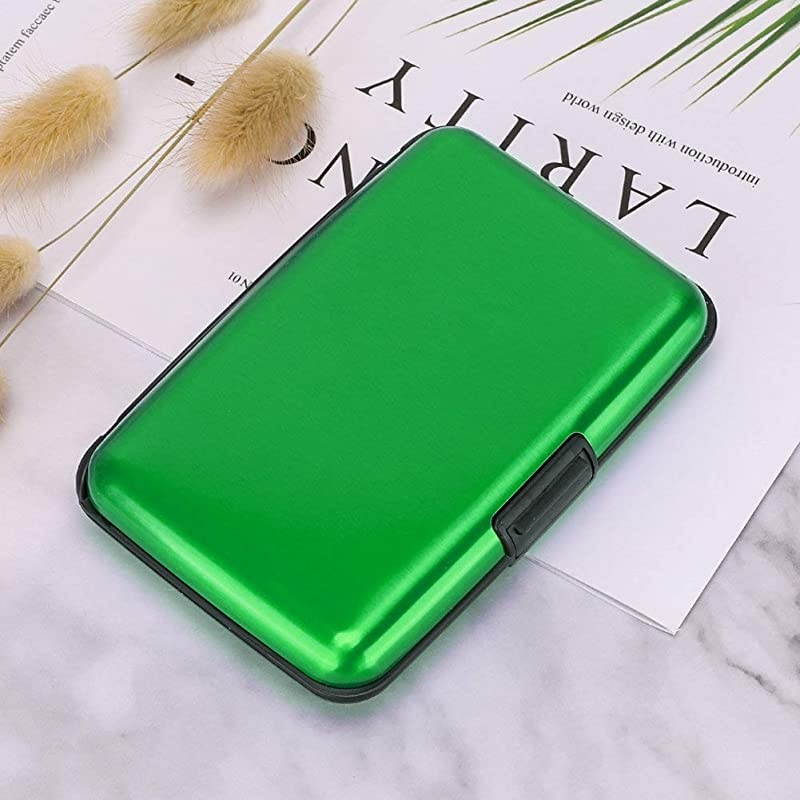 RFID Blocking Credit Card Protector Aluminum ID Case Hard Shell Business Card Holders Metal Wallet for Men or Women green