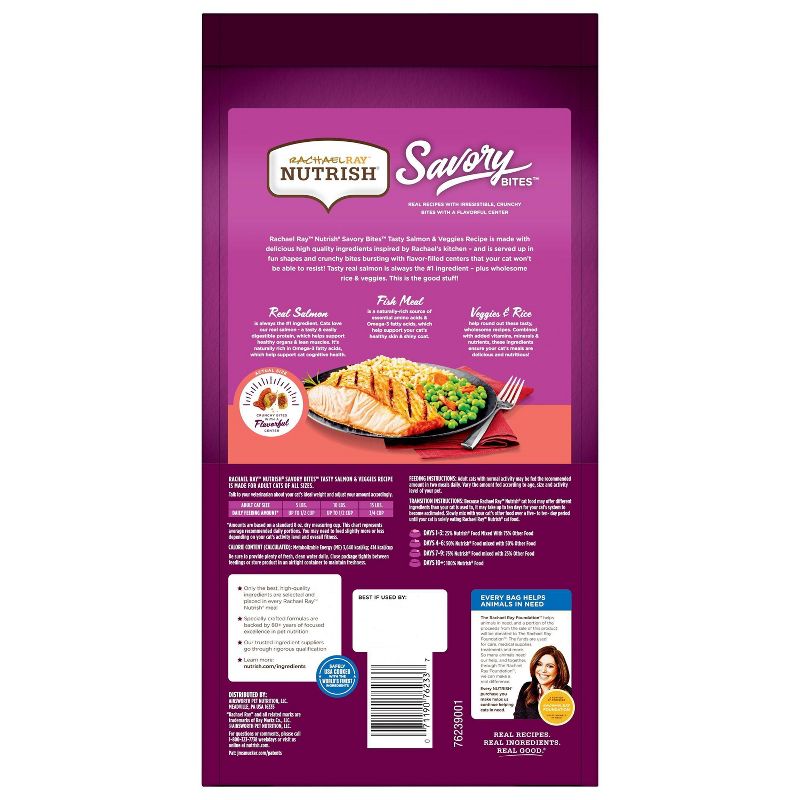 Rachael Ray Nutrish Tasty Salmon and Veggies Recipe Dry Cat Food - 5lbs