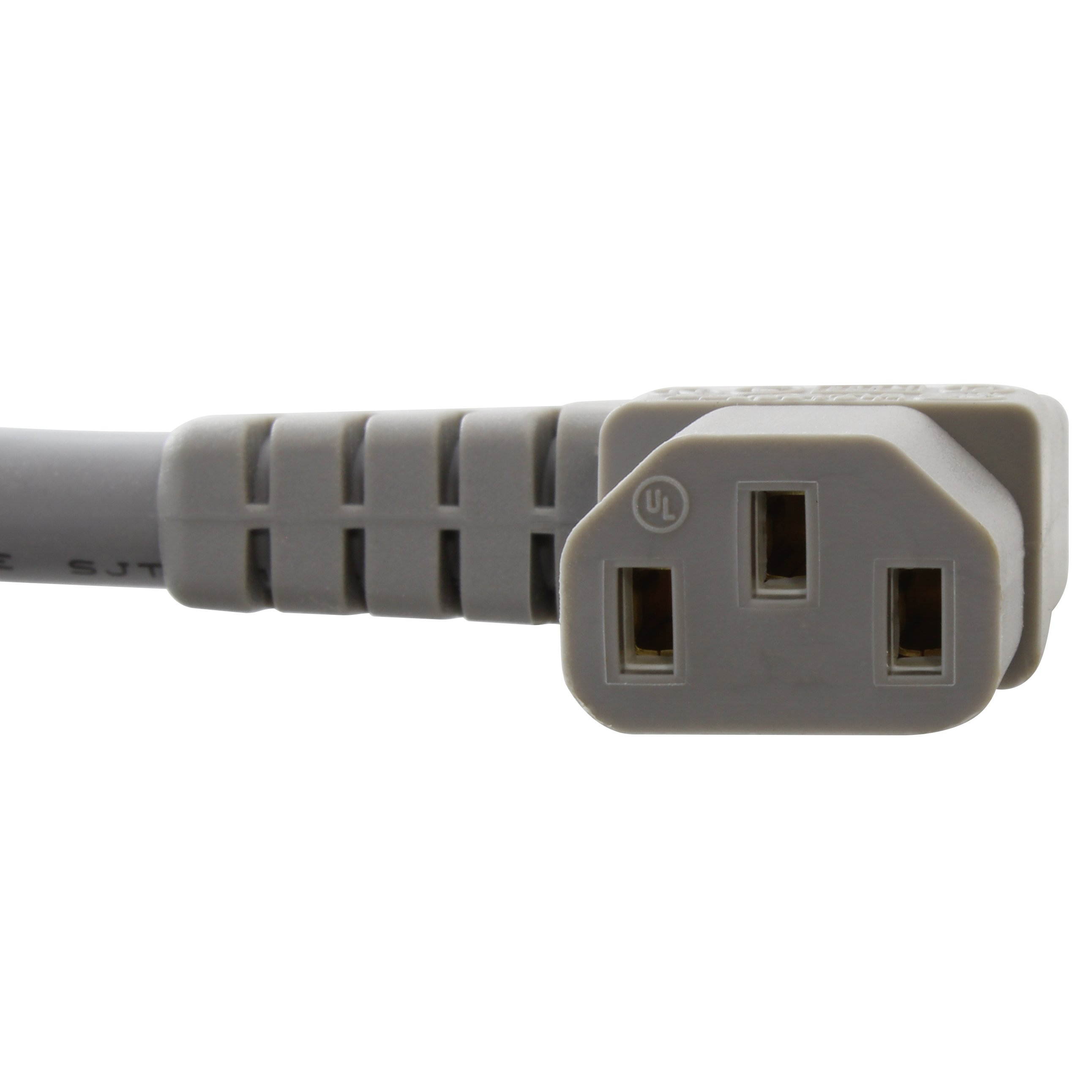 15ft 16/3 13A Medical Grade Power Cord With Right Angle IEC C13 Connector